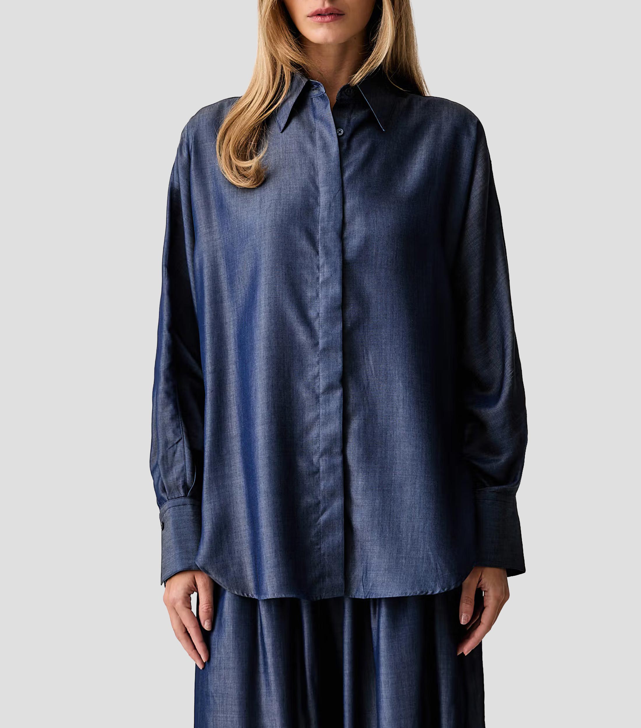 Blusa lisa manga larga Mujer